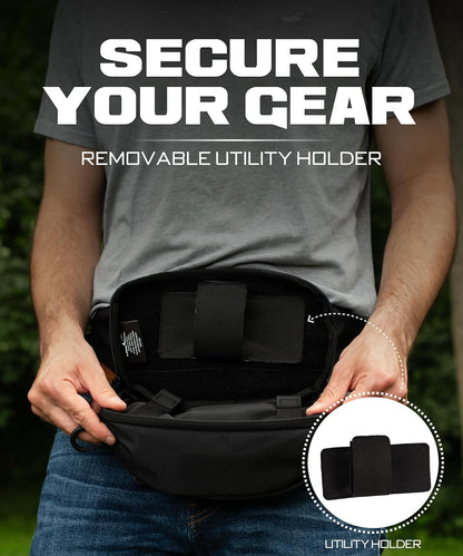 Subcompact Concealed Carry Fanny Pack for Men | Adjustable ccw fanny pack for Men Hiking and Travel, Quick Access to Back Pockets- Tactical Waist Packs w/Fully Adjustable Main & Extra Strap