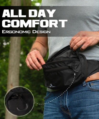 Subcompact Concealed Carry Fanny Pack for Men | Adjustable ccw fanny pack for Men Hiking and Travel, Quick Access to Back Pockets- Tactical Waist Packs w/Fully Adjustable Main & Extra Strap