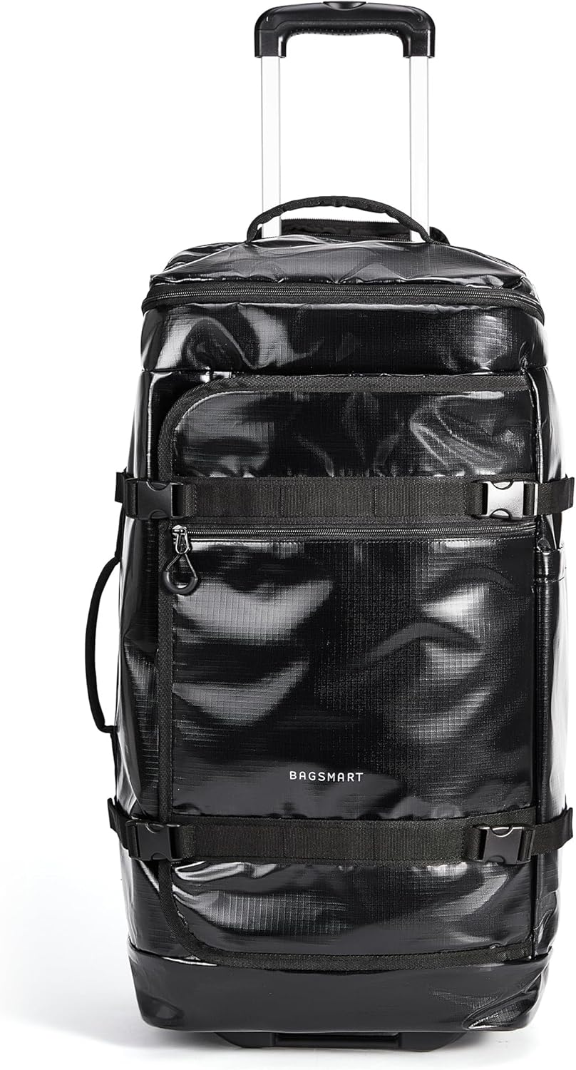 Rolling Duffle Bag with Wheels, Travel Duffel Luggage Bag for Women, Water Repellent Heavy Duty for Travel Camp, Grey, Medium, 48L