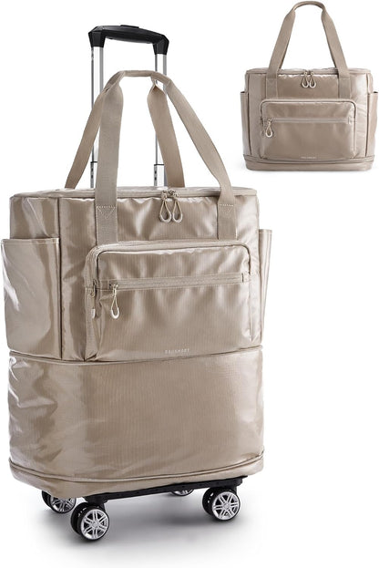 Rolling Duffle Bag with Wheels, Travel Duffel Luggage Bag for Women, Water Repellent Heavy Duty for Travel Camp, Grey, Medium, 48L