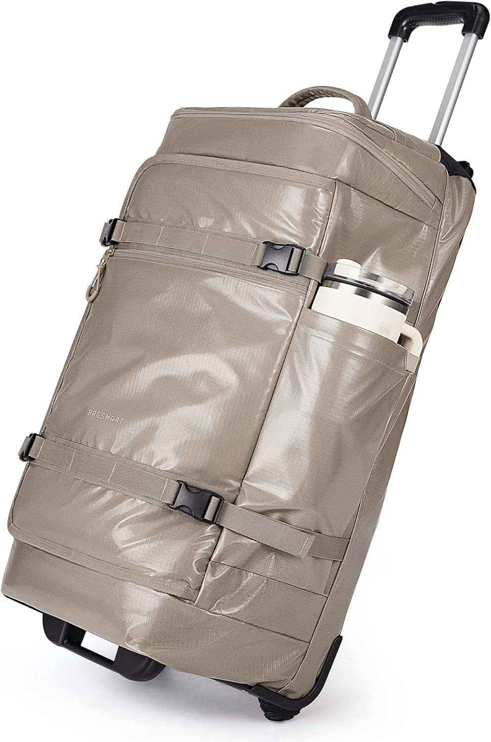 Rolling Duffle Bag with Wheels, Travel Duffel Luggage Bag for Women, Water Repellent Heavy Duty for Travel Camp, Grey, Medium, 48L