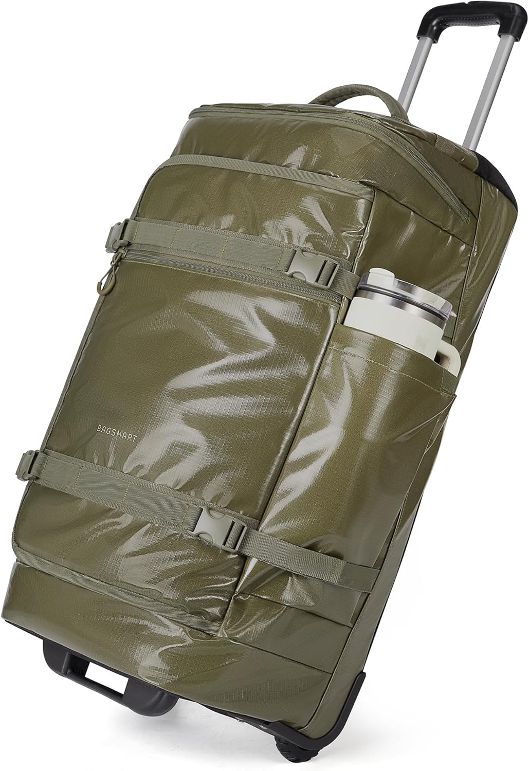Rolling Duffle Bag with Wheels, Travel Duffel Luggage Bag for Women, Water Repellent Heavy Duty for Travel Camp, Grey, Medium, 48L