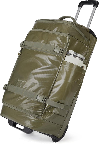 Rolling Duffle Bag with Wheels, Travel Duffel Luggage Bag for Women, Water Repellent Heavy Duty for Travel Camp, Grey, Medium, 48L