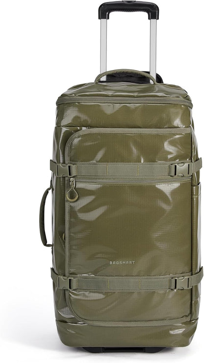 Rolling Duffle Bag with Wheels, Travel Duffel Luggage Bag for Women, Water Repellent Heavy Duty for Travel Camp, Grey, Medium, 48L