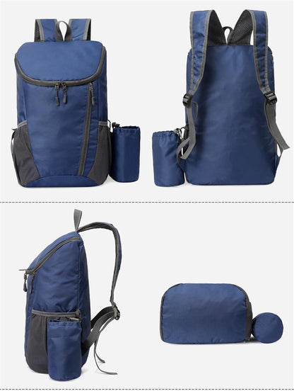 Portable Foldable Backpack Folding Mountaineering Bag, Ultralight Outdoor Cycling Rucksack, Travel Hiking Knapsack (Purple)