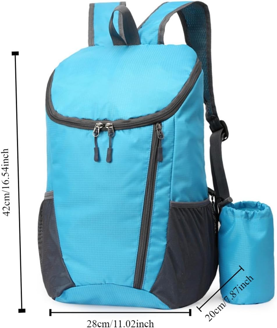 Portable Foldable Backpack Folding Mountaineering Bag, Ultralight Outdoor Cycling Rucksack, Travel Hiking Knapsack (Purple)