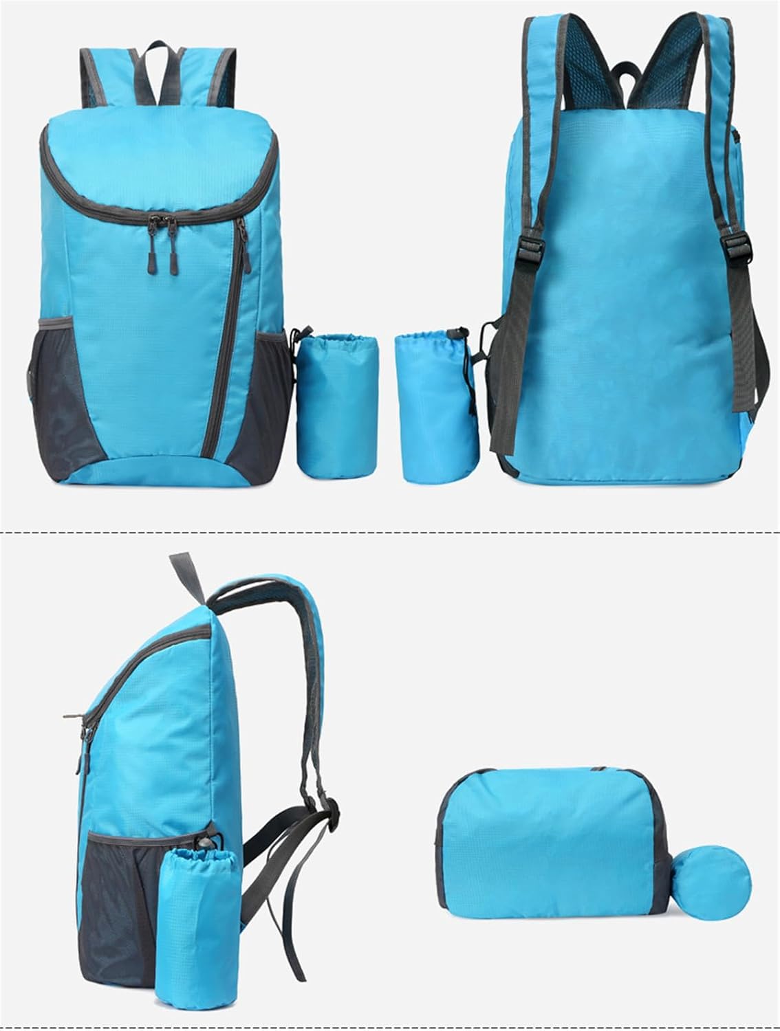 Portable Foldable Backpack Folding Mountaineering Bag, Ultralight Outdoor Cycling Rucksack, Travel Hiking Knapsack (Purple)