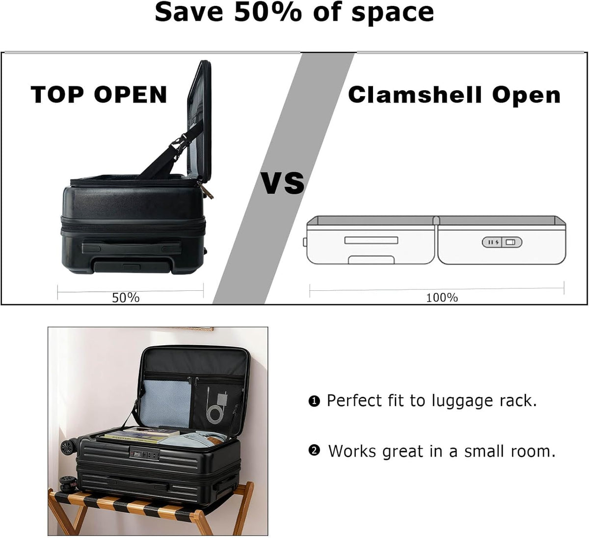 Carry on Luggage 20 inch Airline Approved, Carry on Suitcases with Wheels, Expandable Suitcase with YKK zipper, Top Open Design Luggage with Spinner wheels, Perfect for Gift, Blue Luggage.