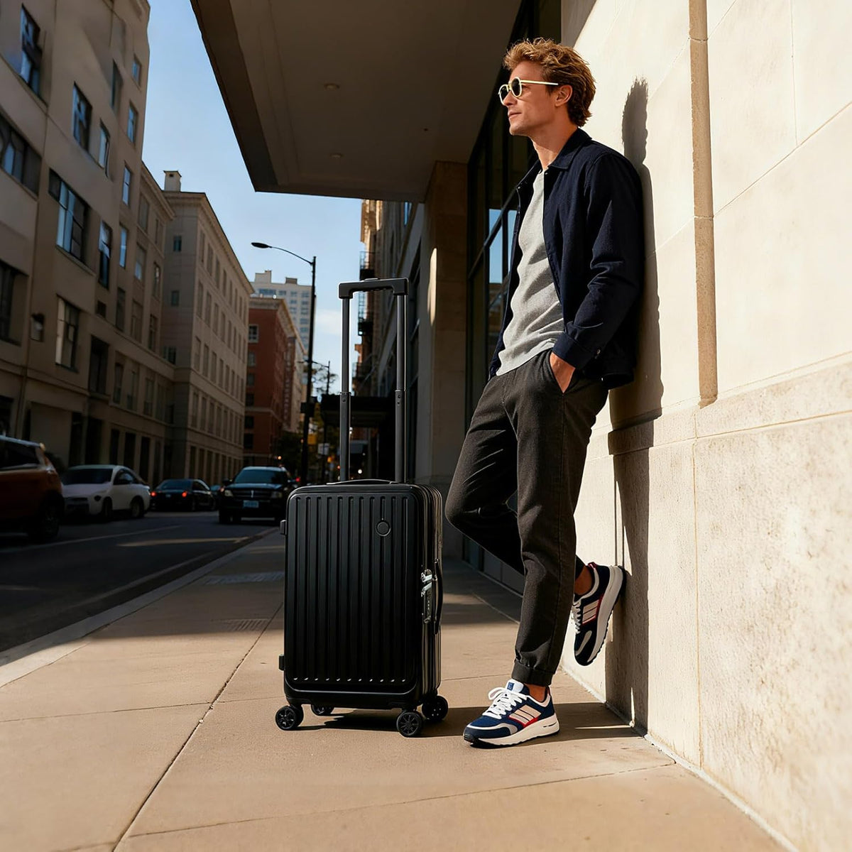 Carry on Luggage 20 inch Airline Approved, Carry on Suitcases with Wheels, Expandable Suitcase with YKK zipper, Top Open Design Luggage with Spinner wheels, Perfect for Gift, Blue Luggage.