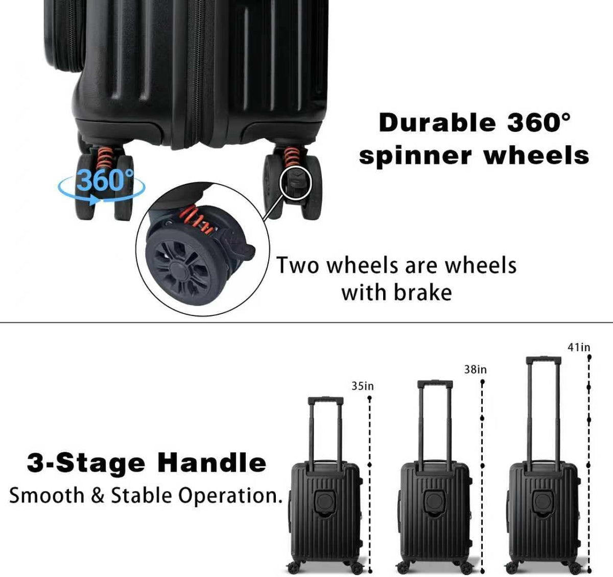 Carry on Luggage 20 inch Airline Approved, Carry on Suitcases with Wheels, Expandable Suitcase with YKK zipper, Top Open Design Luggage with Spinner wheels, Perfect for Gift, Blue Luggage.
