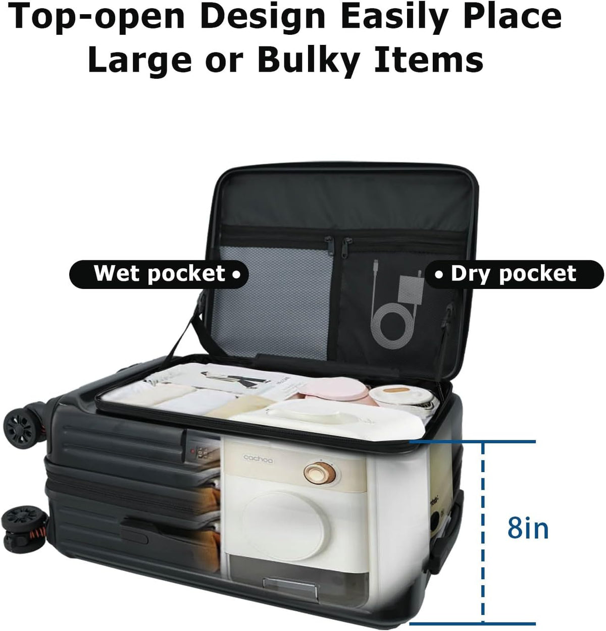 Carry on Luggage 20 inch Airline Approved, Carry on Suitcases with Wheels, Expandable Suitcase with YKK zipper, Top Open Design Luggage with Spinner wheels, Perfect for Gift, Blue Luggage.