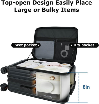 Carry on Luggage 20 inch Airline Approved, Carry on Suitcases with Wheels, Expandable Suitcase with YKK zipper, Top Open Design Luggage with Spinner wheels, Perfect for Gift, Blue Luggage.