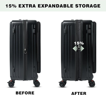 Carry on Luggage 20 inch Airline Approved, Carry on Suitcases with Wheels, Expandable Suitcase with YKK zipper, Top Open Design Luggage with Spinner wheels, Perfect for Gift, Blue Luggage.