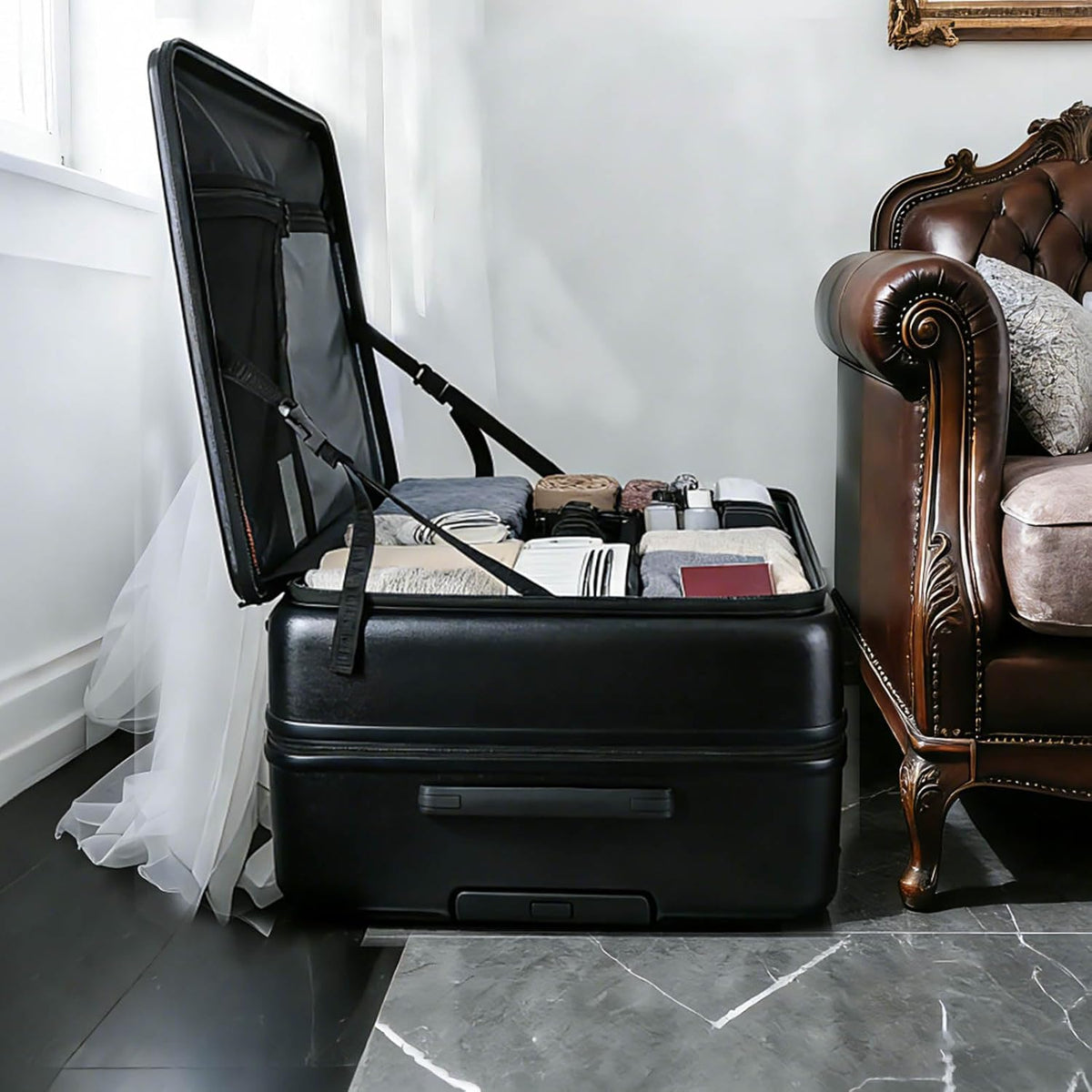 Carry on Luggage 20 inch Airline Approved, Carry on Suitcases with Wheels, Expandable Suitcase with YKK zipper, Top Open Design Luggage with Spinner wheels, Perfect for Gift, Blue Luggage.