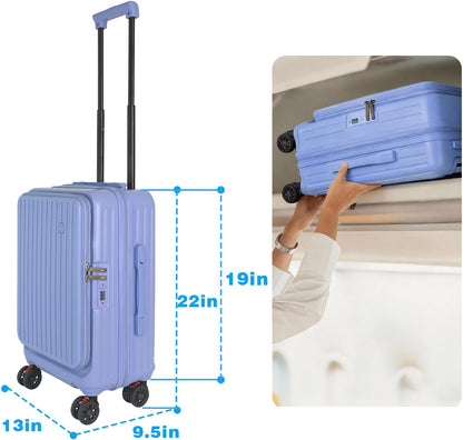 Carry on Luggage 20 inch Airline Approved, Carry on Suitcases with Wheels, Expandable Suitcase with YKK zipper, Top Open Design Luggage with Spinner wheels, Perfect for Gift, Blue Luggage.