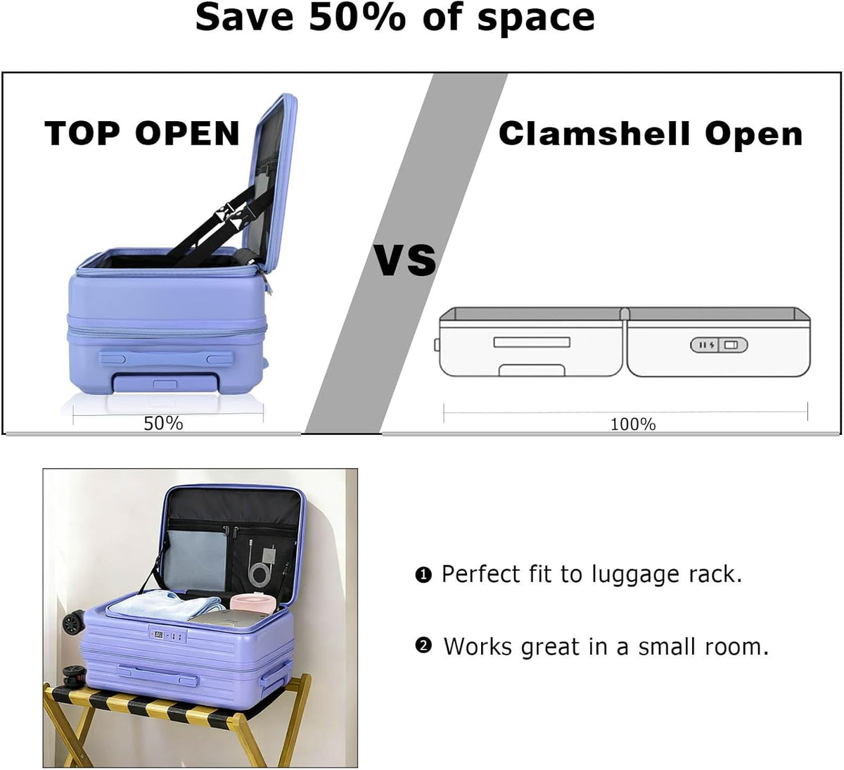 Carry on Luggage 20 inch Airline Approved, Carry on Suitcases with Wheels, Expandable Suitcase with YKK zipper, Top Open Design Luggage with Spinner wheels, Perfect for Gift, Blue Luggage.