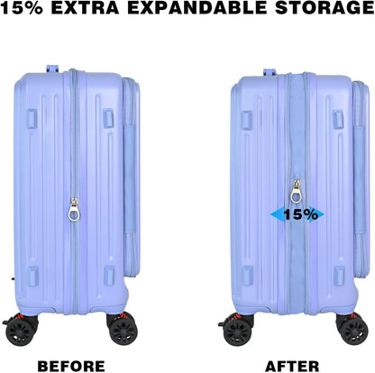 Carry on Luggage 20 inch Airline Approved, Carry on Suitcases with Wheels, Expandable Suitcase with YKK zipper, Top Open Design Luggage with Spinner wheels, Perfect for Gift, Blue Luggage.