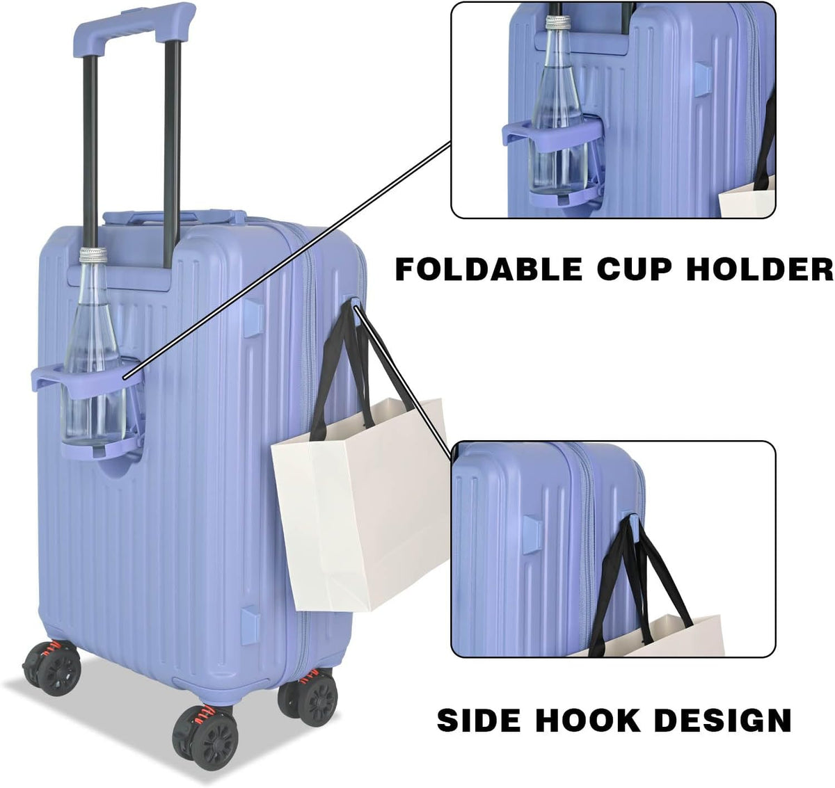 Carry on Luggage 20 inch Airline Approved, Carry on Suitcases with Wheels, Expandable Suitcase with YKK zipper, Top Open Design Luggage with Spinner wheels, Perfect for Gift, Blue Luggage.