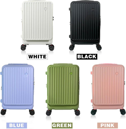 Carry on Luggage 20 inch Airline Approved, Carry on Suitcases with Wheels, Expandable Suitcase with YKK zipper, Top Open Design Luggage with Spinner wheels, Perfect for Gift, Blue Luggage.