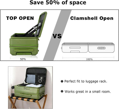 Carry on Luggage 20 inch Airline Approved, Carry on Suitcases with Wheels, Expandable Suitcase with YKK zipper, Top Open Design Luggage with Spinner wheels, Perfect for Gift, Blue Luggage.