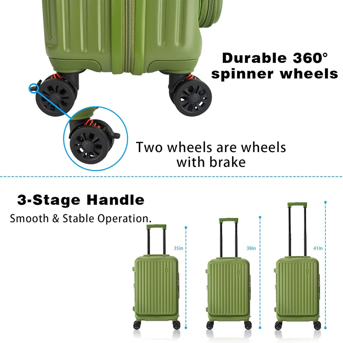 Carry on Luggage 20 inch Airline Approved, Carry on Suitcases with Wheels, Expandable Suitcase with YKK zipper, Top Open Design Luggage with Spinner wheels, Perfect for Gift, Blue Luggage.