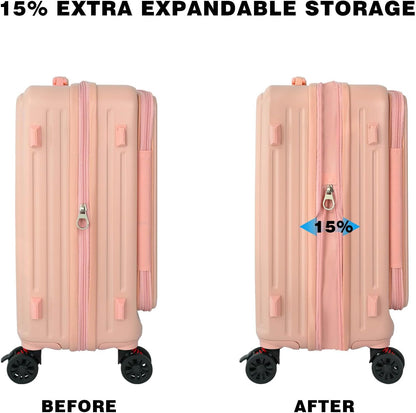 Carry on Luggage 20 inch Airline Approved, Carry on Suitcases with Wheels, Expandable Suitcase with YKK zipper, Top Open Design Luggage with Spinner wheels, Perfect for Gift, Blue Luggage.