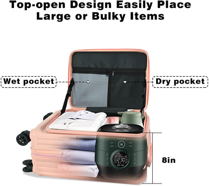 Carry on Luggage 20 inch Airline Approved, Carry on Suitcases with Wheels, Expandable Suitcase with YKK zipper, Top Open Design Luggage with Spinner wheels, Perfect for Gift, Blue Luggage.