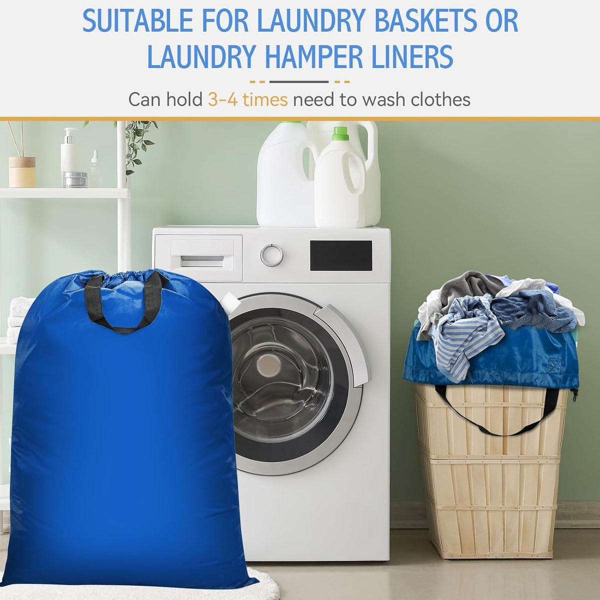 Extra Large Laundry Bag With Handles, Heavy Duty, Travel Laundry Bag for Dirty Clothes, 28" x 40" (Black)