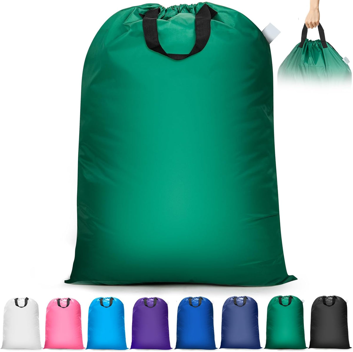 Extra Large Laundry Bag With Handles, Heavy Duty, Travel Laundry Bag for Dirty Clothes, 28" x 40" (Black)