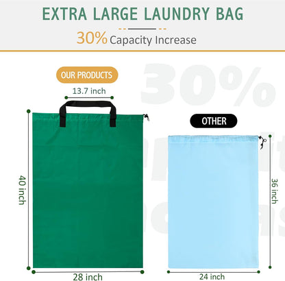 Extra Large Laundry Bag With Handles, Heavy Duty, Travel Laundry Bag for Dirty Clothes, 28" x 40" (Black)