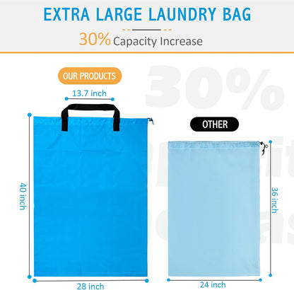 Extra Large Laundry Bag With Handles, Heavy Duty, Travel Laundry Bag for Dirty Clothes, 28" x 40" (Black)