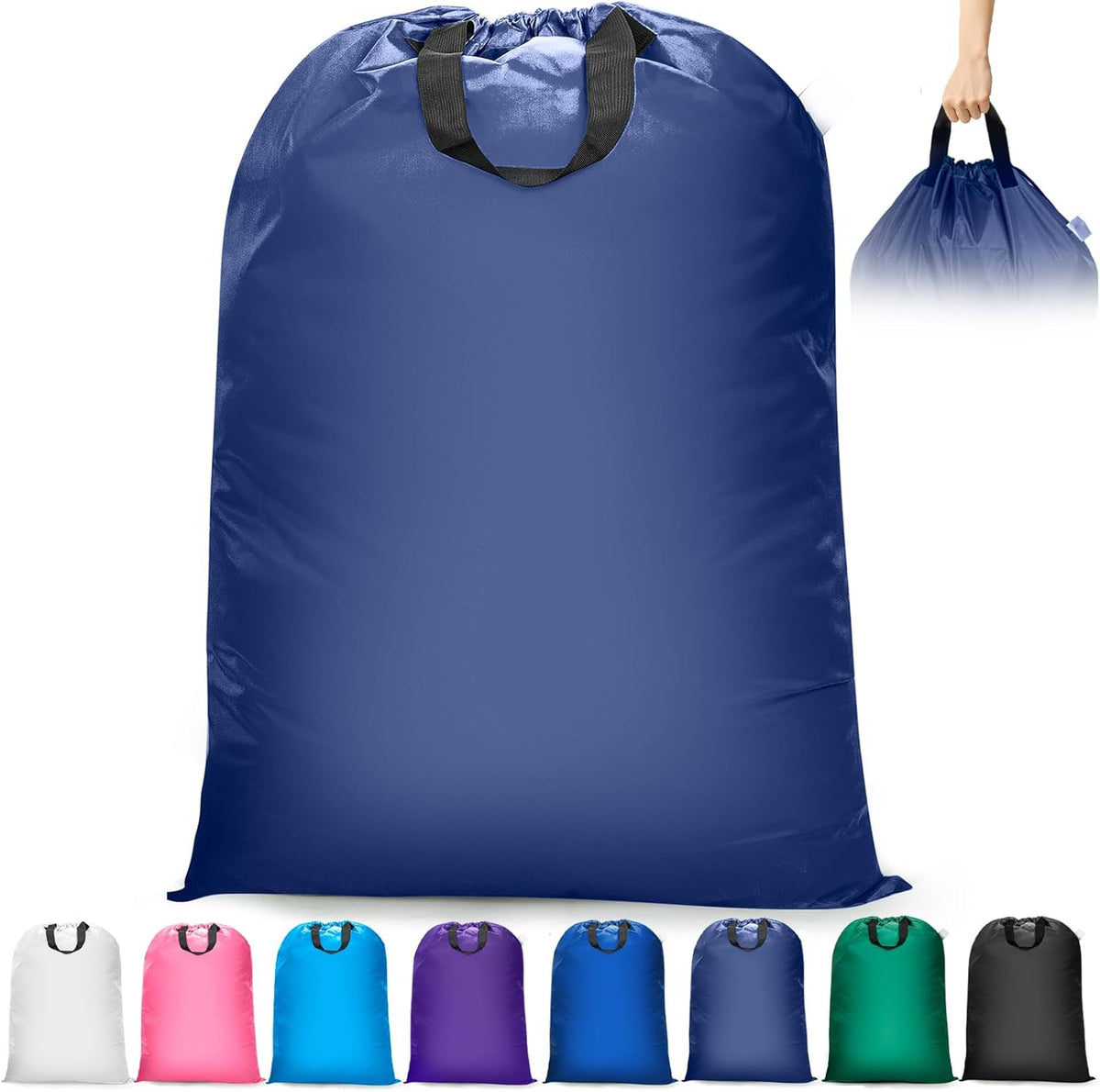 Extra Large Laundry Bag With Handles, Heavy Duty, Travel Laundry Bag for Dirty Clothes, 28" x 40" (Black)