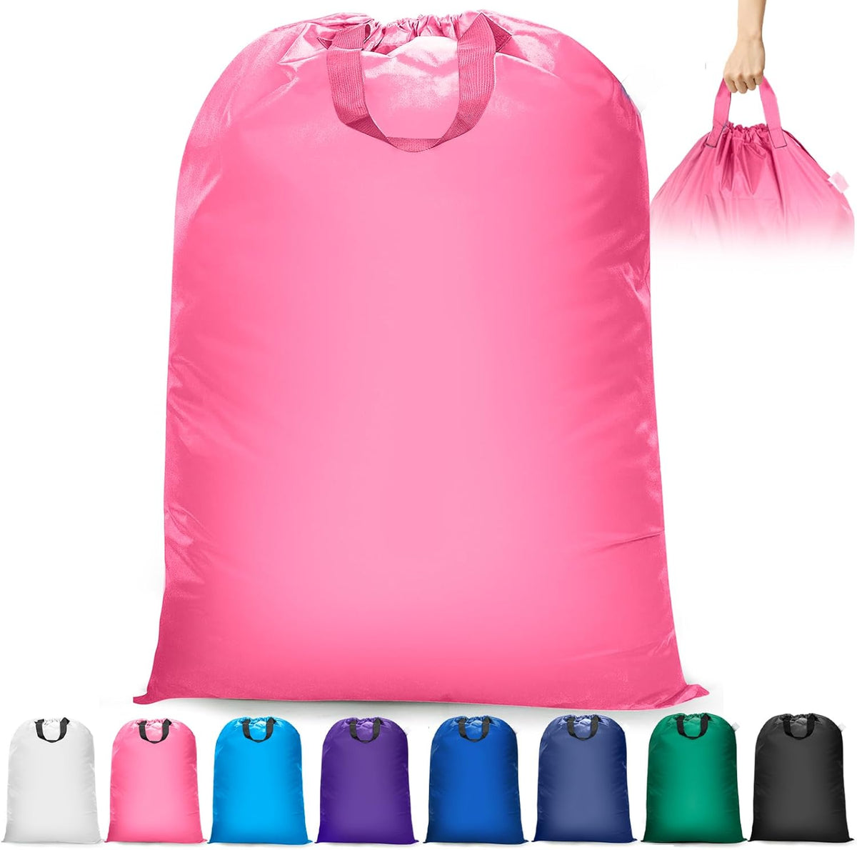 Extra Large Laundry Bag With Handles, Heavy Duty, Travel Laundry Bag for Dirty Clothes, 28" x 40" (Black)