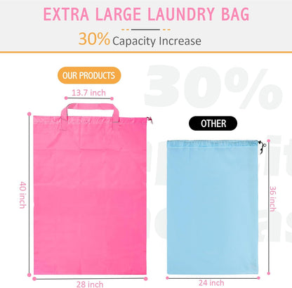 Extra Large Laundry Bag With Handles, Heavy Duty, Travel Laundry Bag for Dirty Clothes, 28" x 40" (Black)