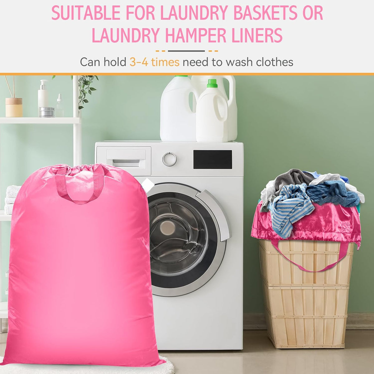 Extra Large Laundry Bag With Handles, Heavy Duty, Travel Laundry Bag for Dirty Clothes, 28" x 40" (Black)