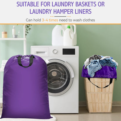 Extra Large Laundry Bag With Handles, Heavy Duty, Travel Laundry Bag for Dirty Clothes, 28" x 40" (Black)