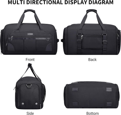 Garment Duffle Bags for Travel Men Suits 51L with Shoe Compartment | Convertible Duffel to Hanging Clothes Bag, Nylon, Large Capacity, For Business, Formal Events, Weddings, B725 Silvery Grey