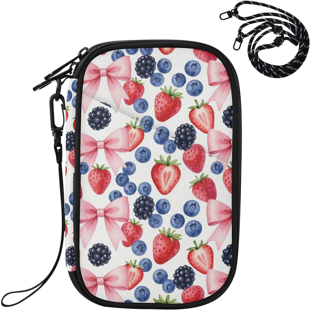 Travel Doc Organizer 21×14×3 CM | Scratch Resistant Polyester Full Print Multi-Way Carry for Adults Daily Use Lemon Circles