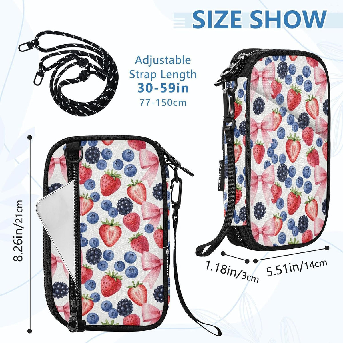 Travel Doc Organizer 21×14×3 CM | Scratch Resistant Polyester Full Print Multi-Way Carry for Adults Daily Use Lemon Circles