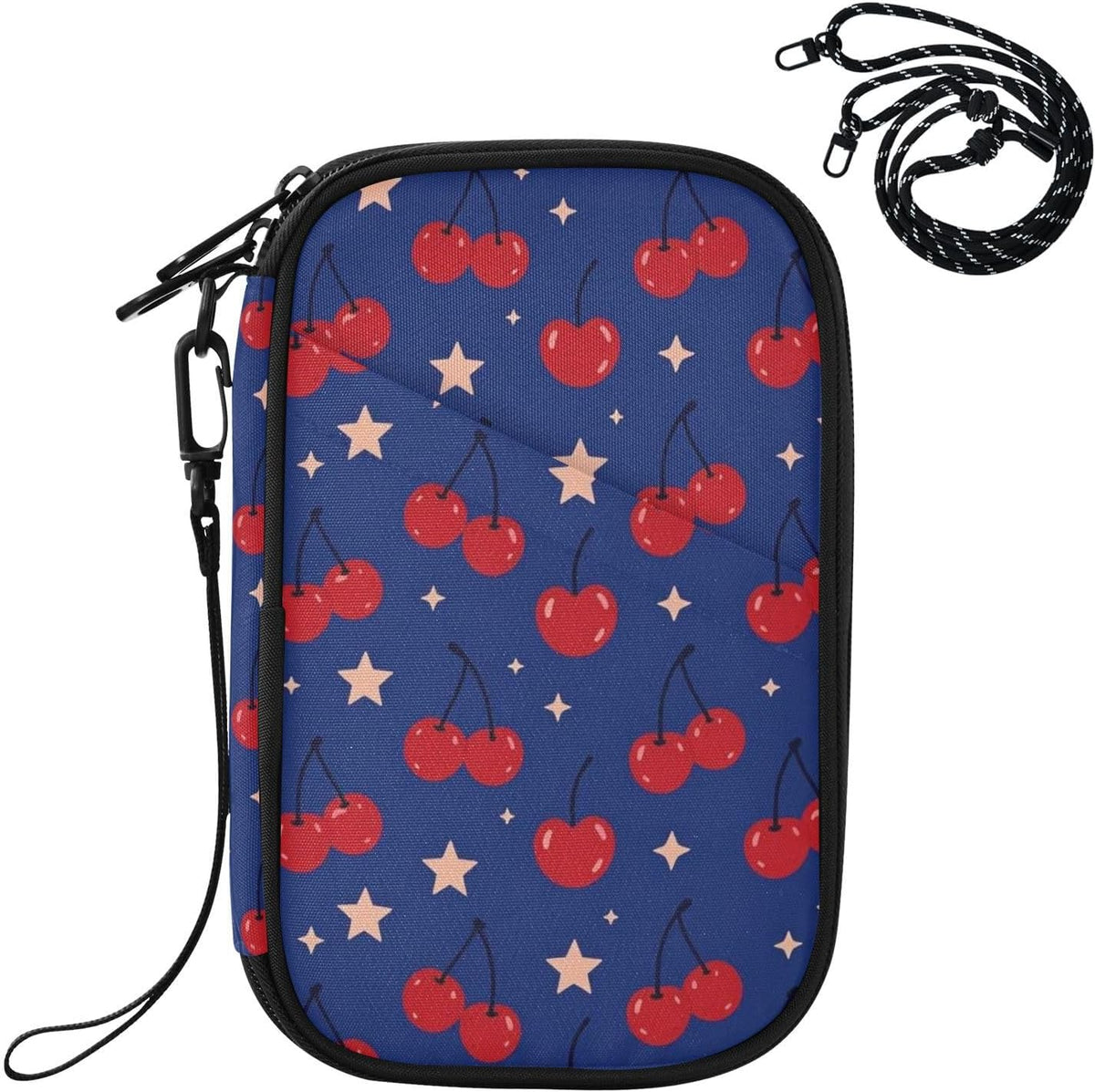 Travel Doc Organizer 21×14×3 CM | Scratch Resistant Polyester Full Print Multi-Way Carry for Adults Daily Use Lemon Circles