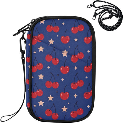 Travel Doc Organizer 21×14×3 CM | Scratch Resistant Polyester Full Print Multi-Way Carry for Adults Daily Use Lemon Circles
