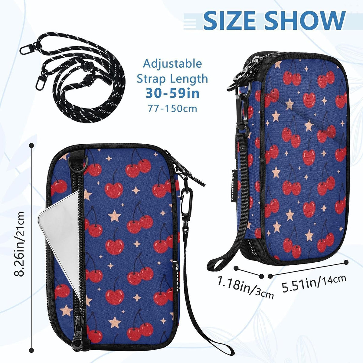 Travel Doc Organizer 21×14×3 CM | Scratch Resistant Polyester Full Print Multi-Way Carry for Adults Daily Use Lemon Circles