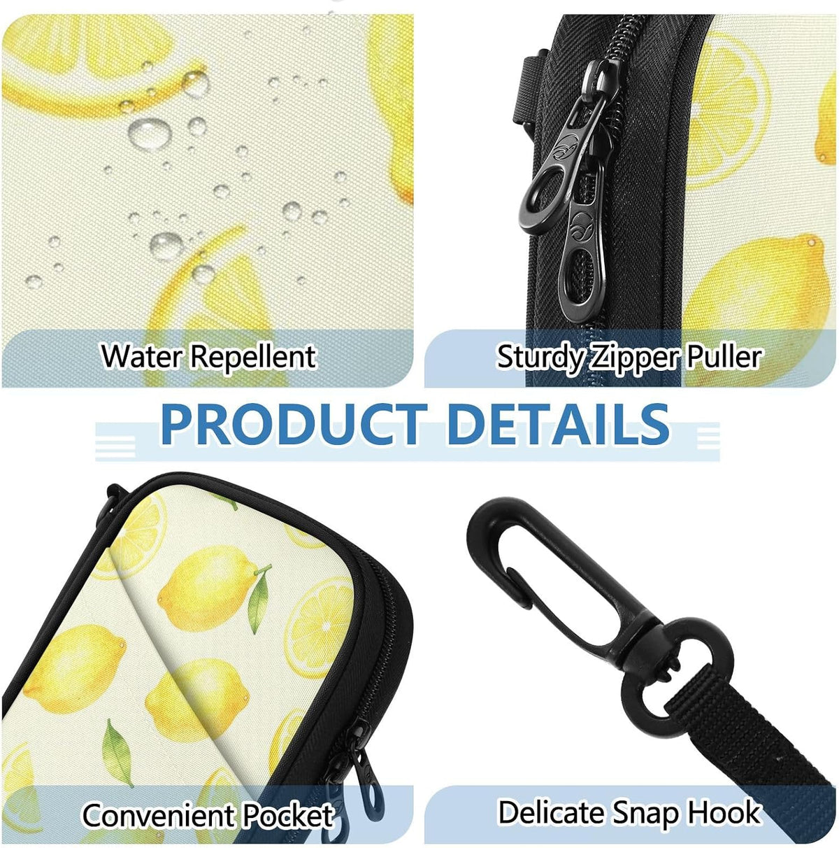 Travel Doc Organizer 21×14×3 CM | Scratch Resistant Polyester Full Print Multi-Way Carry for Adults Daily Use Lemon Circles