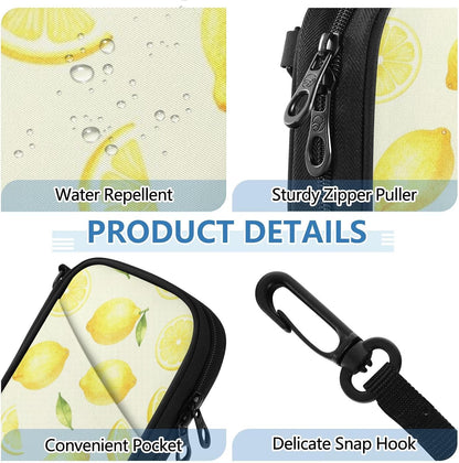 Travel Doc Organizer 21×14×3 CM | Scratch Resistant Polyester Full Print Multi-Way Carry for Adults Daily Use Lemon Circles