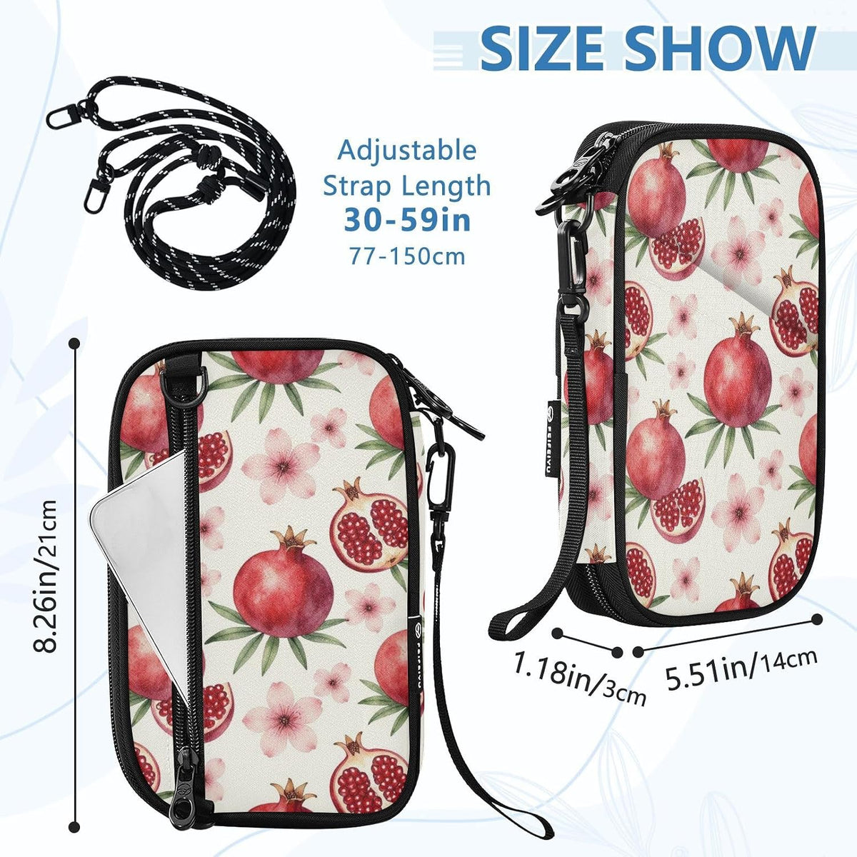 Travel Doc Organizer 21×14×3 CM | Scratch Resistant Polyester Full Print Multi-Way Carry for Adults Daily Use Lemon Circles