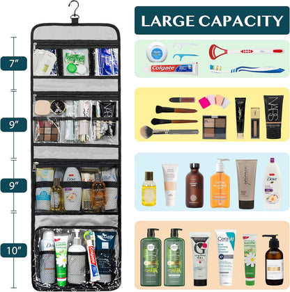Travel Hanging Toiletry Bag for Women Men, Large Capacity Makeup Bag Kit, Waterproof Cosmetic Storage Organizer Case for Bathroom Shower