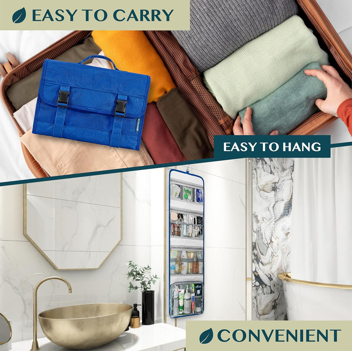 Travel Hanging Toiletry Bag for Women Men, Large Capacity Makeup Bag Kit, Waterproof Cosmetic Storage Organizer Case for Bathroom Shower