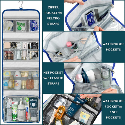 Travel Hanging Toiletry Bag for Women Men, Large Capacity Makeup Bag Kit, Waterproof Cosmetic Storage Organizer Case for Bathroom Shower