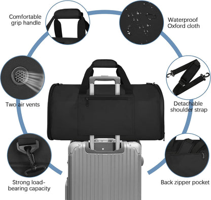 Garment Bags for Travel,50L Carry on Convertible Garment Duffle bag with Shoulder Strap,3 in 1 Hanging Suit Travel Bag with Shoulder Strap