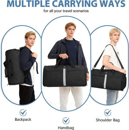 Garment Bags for Travel,50L Carry on Convertible Garment Duffle bag with Shoulder Strap,3 in 1 Hanging Suit Travel Bag with Shoulder Strap